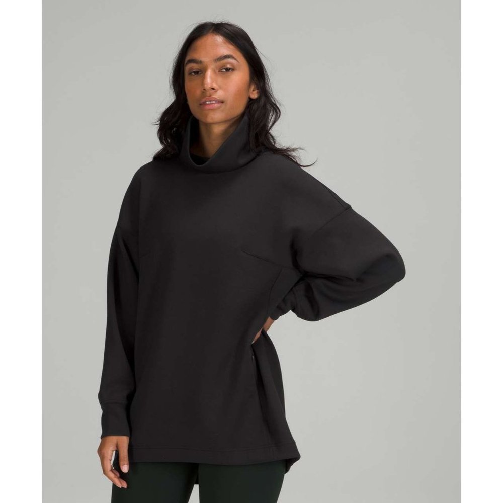 Lululemon Black Modal-Blend Turtleneck Tunic Sweatshirt Size 8
